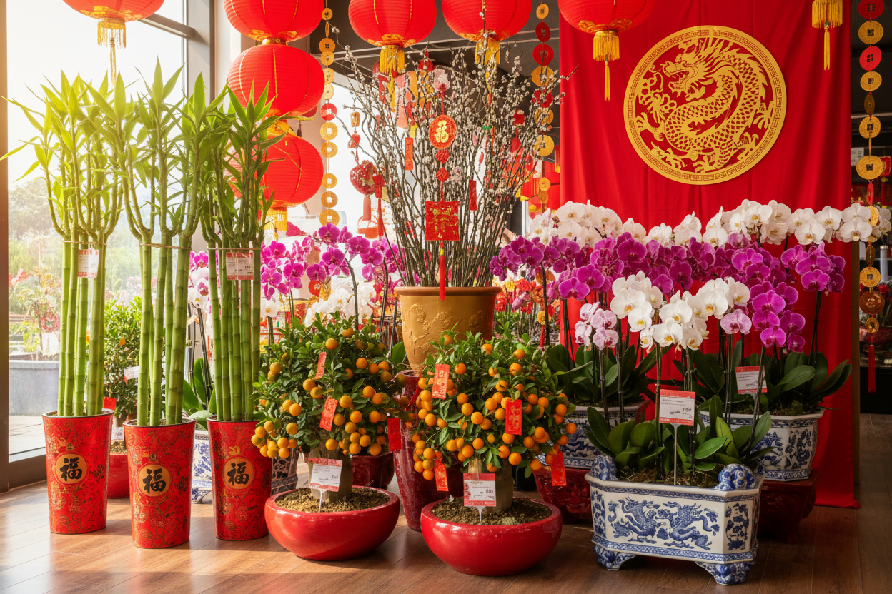 potted plants on chinese new year